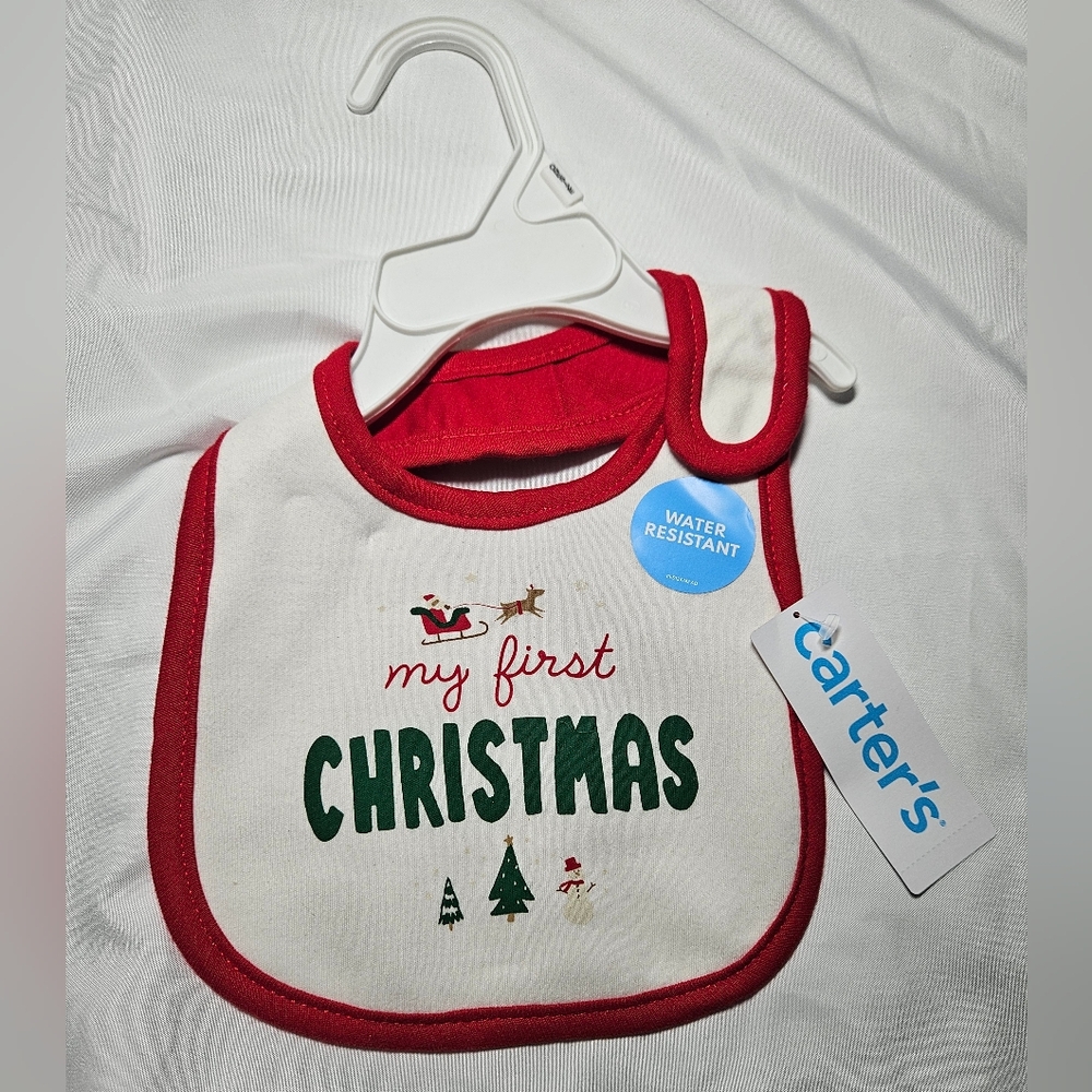 My First Christmas Baby Bib NWT